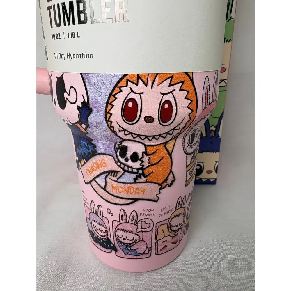 Custom Labubu Pink Stanley Quencher 2.0 Tumbler 40 oz - Picture 8 of 9
